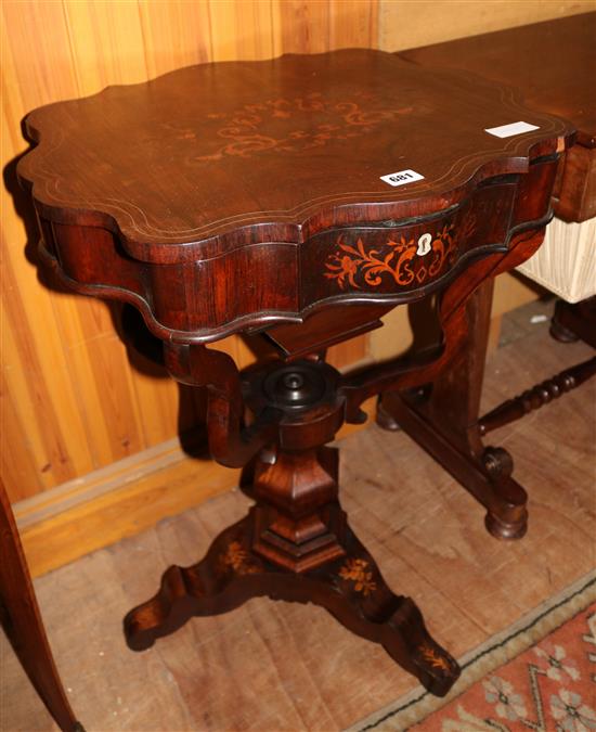 Continental inlaid rosewood work table